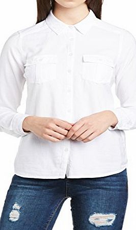 New Look Womens Double Pocket Long Sleeve Shirt, White, Size 18