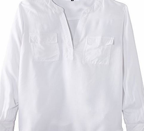 New Look Womens Ringspun Utility Long Sleeve Shirt, White, Size 14