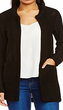 New Look Womens Textured Collarless Coat, Black, Size 10