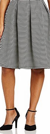 New Look Womens Textured Stripe Full Midi Skirt, Black Pattern, Size 14