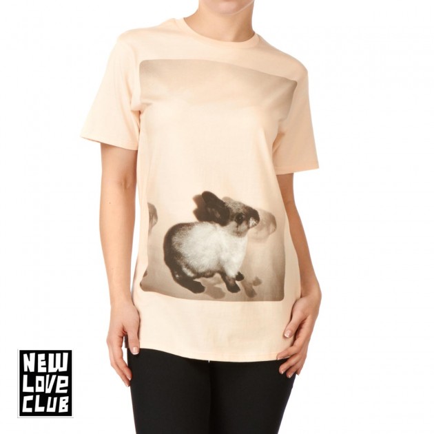 Womens New Love Club Rabbit T-Shirt - Peach