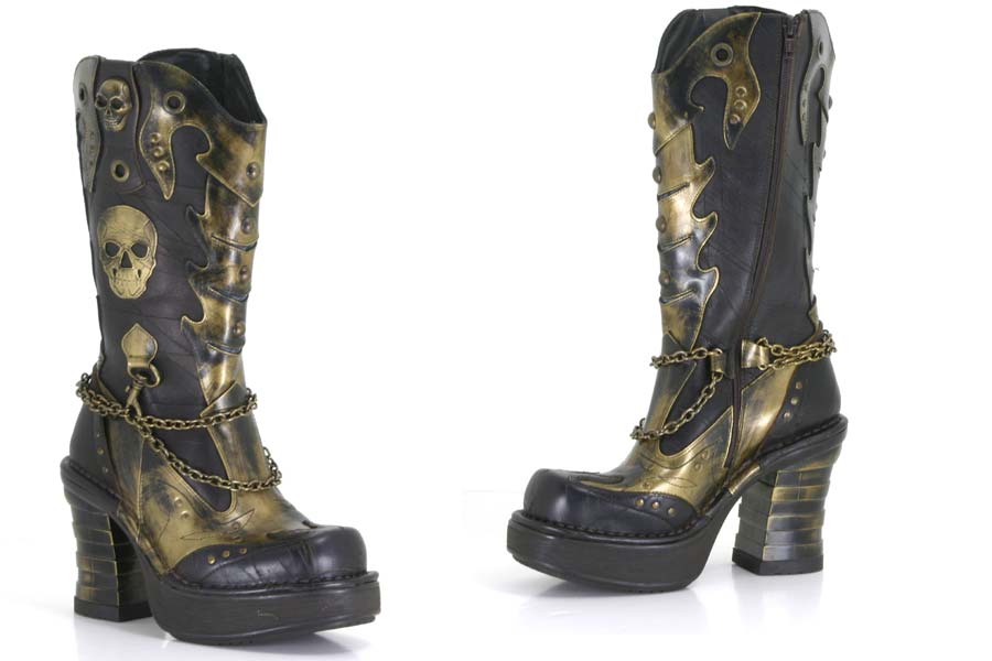 New Rock Boots - 8304 - Dark Brown / Gold
