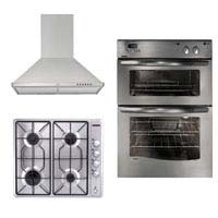 New World Eye-Level Double Oven- Gas Hob and Chimney Hood Pack