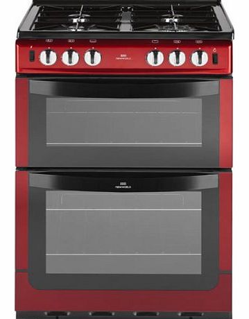 NW551GTC METALLIC RED 550mm Twin Cavity Gas Cooker Grill Metallic Red