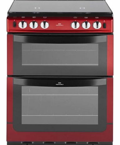 New World NW601GTCLRED 600mm Twin Cavity Gas Cooker Grill Hob Lid Met Red