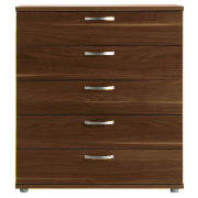New York 5 Drawer Tall Chest, Walnut Effect
