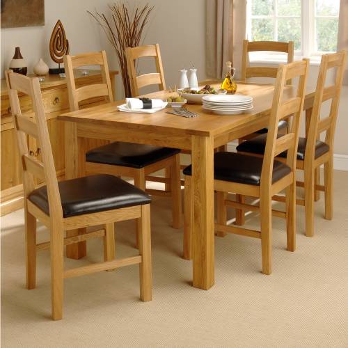 Newhaven Oak Dining Set (120-160 cm table and 6 chairs)