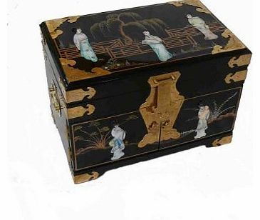 Newquay-Bonsai Black Mother of Pearl Jewellery Box Oriental Furniture