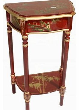 Newquay-Bonsai Red Lacquered Hand Painted Artistry Table Chinese Oriental Furniture