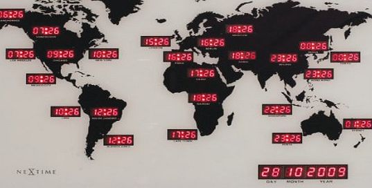 NexTime  World Time Digit Aluminium Digital Wall Clock