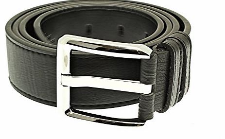 Mens Quality Black Leather Belt In Gift Box - Fits Waist Approx 92 - 97 cm (36 - 38 inch).