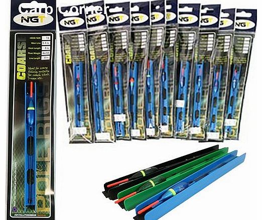 NGT 10 x Pole float Carp & Coarse Fishing Tackle BARBLESS Ready Rigs Pole Match