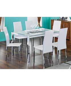 Chunky Chrome Table and 6 Chairs