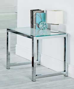 Frosted Glass and Chrome End Table