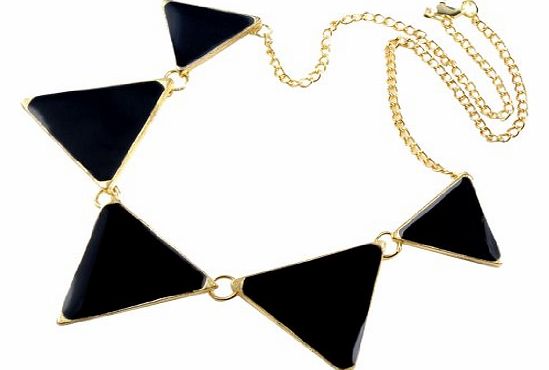 niceEshop (TM) Fashion Triangle Choker Punk Style Glaze Geometric Pendent Collar Necklace-Black