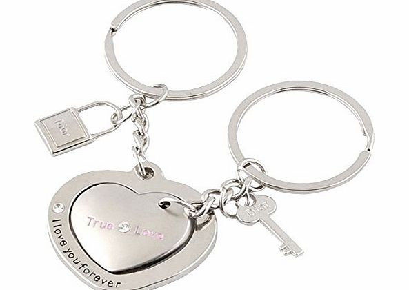 niceEshop (TM) Wedding Anniversary Gift Heart to Heart Love Keychain Letter Key Ring for Couple Lover,Silver