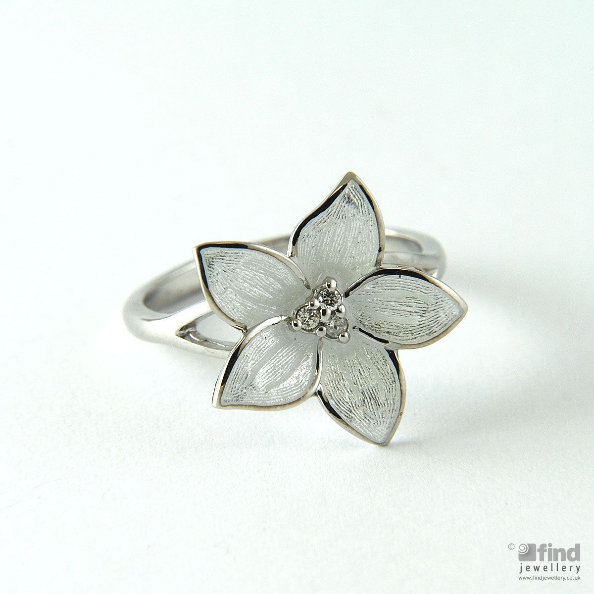 Nicole Barr Sterling Silver Diamond White Stephanotis Flower