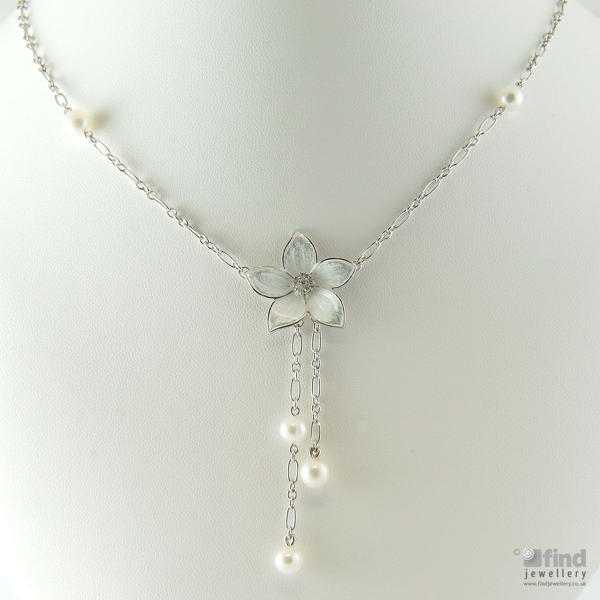 Sterling Silver Stephanotis Flower Diamond and