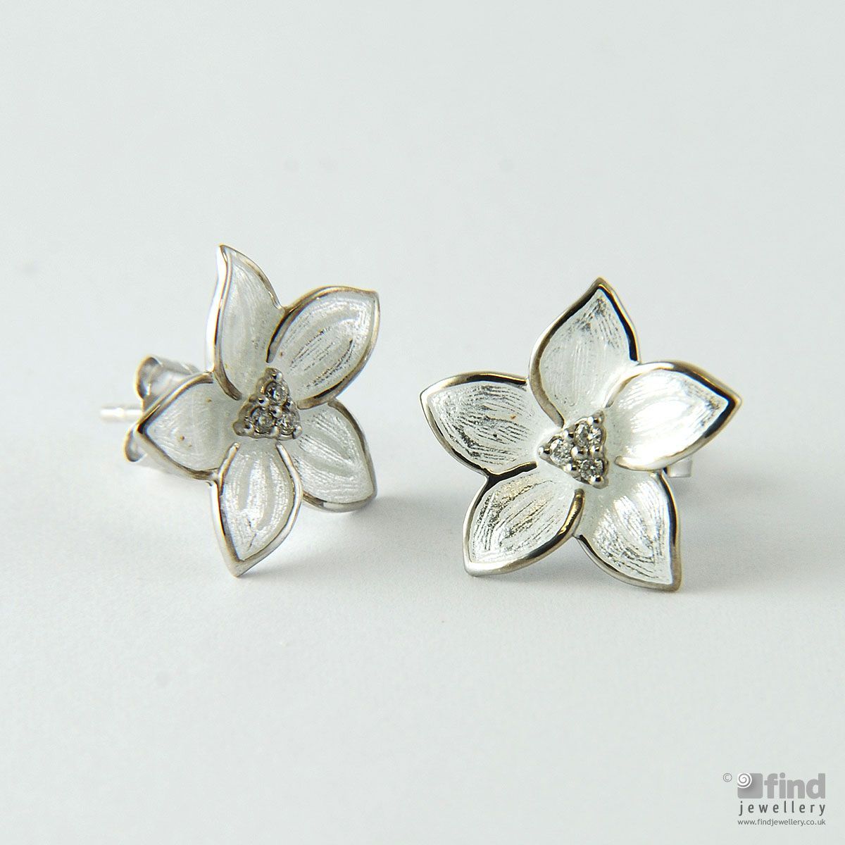 Nicole Barr Sterling Silver White Stephanotis Flower Diamond