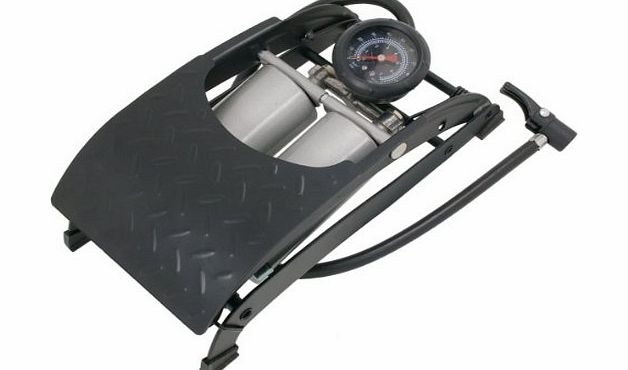 NIELSEN Deluxe Double Barrel Foot Pump - Essential part of your car travel kit, complete with pressure gauge