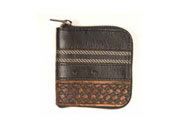 Leather belt zip around wallet