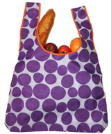 Nigel`s Eco Store Purple Dots Eco Shopping Bag - rolls up to fit