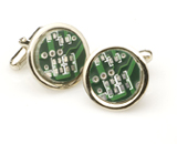 Round Recycled Circuit Board Cufflinks - silver