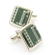 Square Recycled Circuit Board Cufflinks - silver