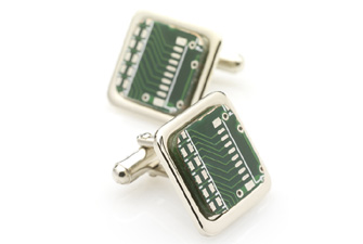 Square Recycled Circuit Board Cufflinks