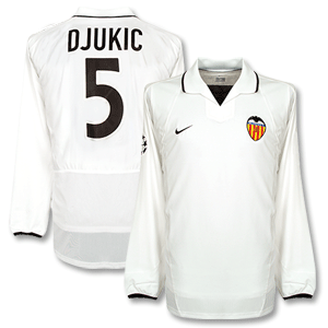 Nike 02-03 Valencia Home C/L L/S Players Shirt   Djukic No. 5