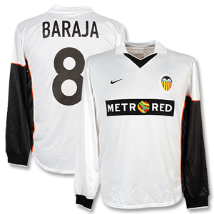 Nike 02-03 Valencia Home L/S Shirt   Baraja No. 8 - Players (Old Sponsor)