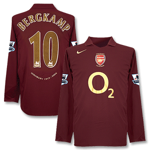 Nike 05-06 Arsenal Home L/S Shirt   Bergkamp No.10   P/L Patches