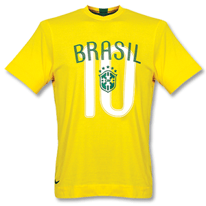Nike 06-07 Brasil Federation Number 10 Tee- Yellow