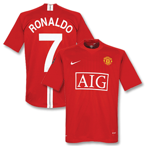 Nike 07-09 Man Utd Home Shirt   Ronaldo 7 (C/L style)   C/L Winners Patches