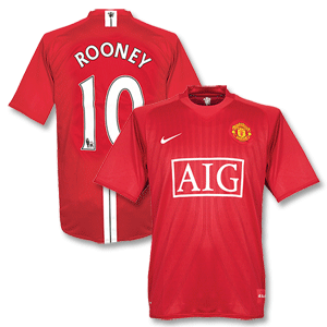Nike 07-09 Man Utd Home shirt   Rooney No. 10