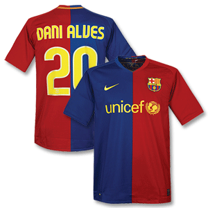 Nike 08-09 Barcelona Home Kick Off Shirt   Dani Alves 20