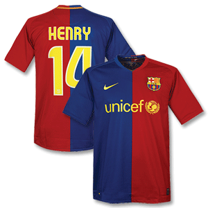 Nike 08-09 Barcelona Home Kick Off Shirt   Henry 14