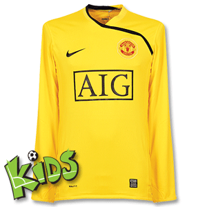 Nike 08-09 Man Utd L/S GK Shirt - - Boys - Yellow/Black