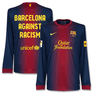 12-13 Barcelona Home L/S Against Rasicm Shirt