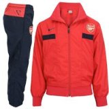 Arsenal Woven Warm Up Cuffed Tracksuit - Red/Dark Obsidian - Kids - Boys XL 158-170cm