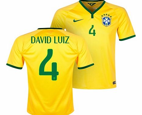 Brazil Home Shirt 2013/15 Yellow with David Luiz
