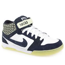 Male 6.0 Air Mogan Mid Leather Upper Hi Tops in Navy and White