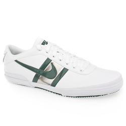 Male Finstar Ii Lea Leather Upper Fashion Trainers in White and Green