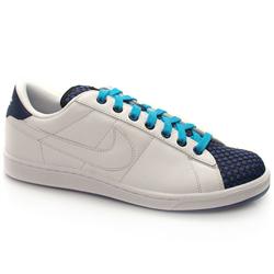 Male Tennis Class Cc Prem Leather Upper Fashion Trainers in White and Navy