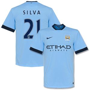 Man City Home Silva No.21 Shirt 2014 2015 (PS