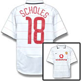 Manchester United European Shirt 2003/05 with Scholes 18 printing.