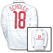 Manchester United European Shirt Long Sleeve 2003/05 - with Scholes 18 printing.