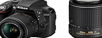 Nikon D3300 Digital SLR Camera - Black (24.2 MP, 18 - 55 mm VR II and 55 - 200 mm VR II Lens Kit)