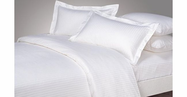 Nile Bedding Egyptian cotton 46cm Deep Pocket Fitted Sheet 350 TC Stripe by Nile Bedding ( UK Emperor , White)