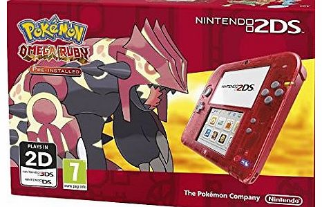 2DS Transparent Red with Pokemon Omega Ruby